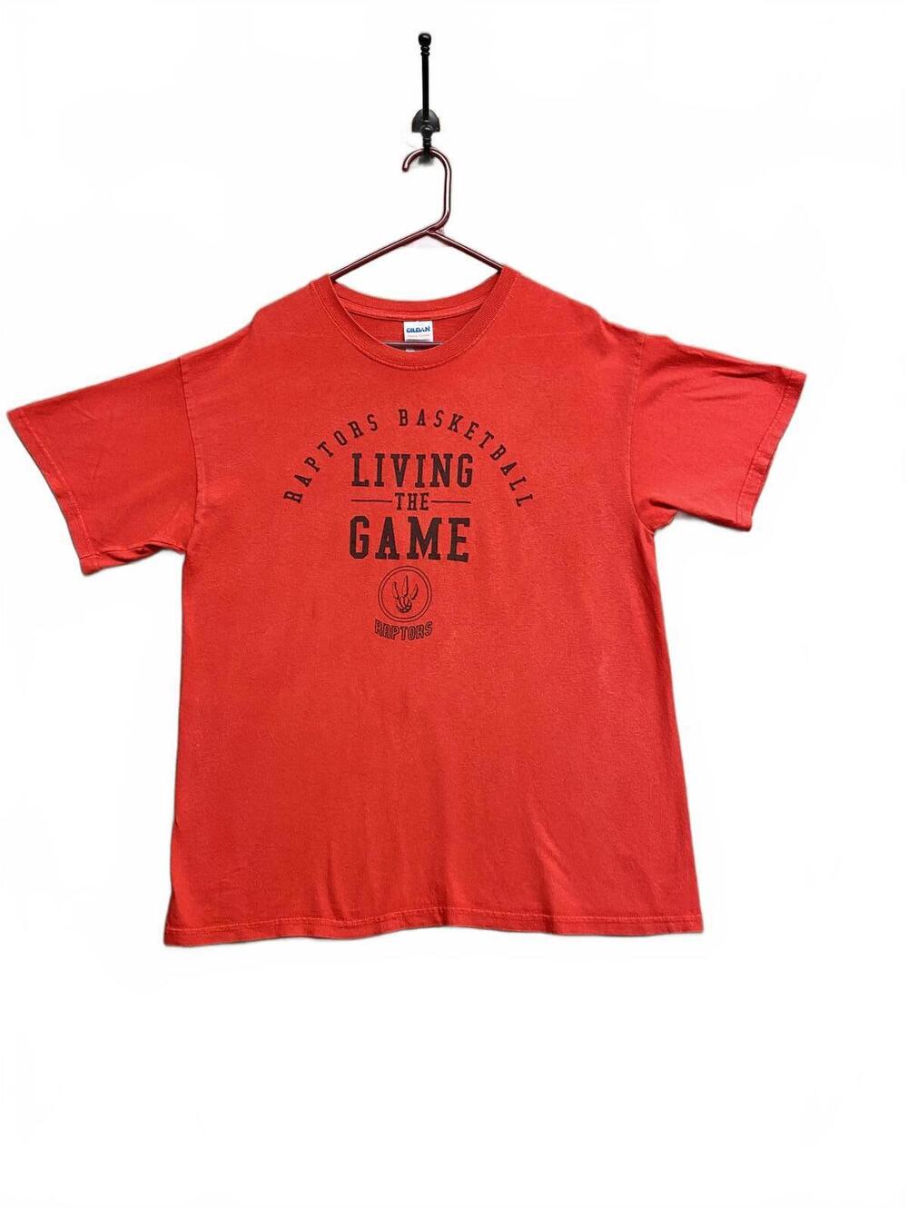 Toronto Raptors Basketball 'Living The Game' Red T-Shirt On Gildan Tag Sz Large